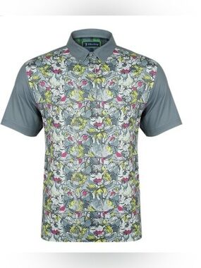 William Murray Golf Gray Animals Printed Stretch Classic Short Sleeve Po…